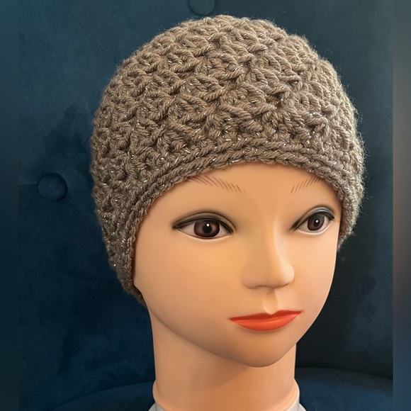 Messy Bun Beanie Sparkle Holiday Edition! Crocheted by seller soft acrylic - Picture 3 of 9